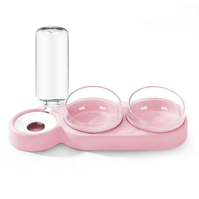 Double Pet Bowl with Automatic Water Dispenser – Trioh™