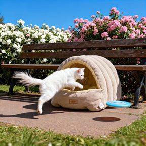 Convertible Pet Cave Bed & Mat with Snap-Open Design – FlexNook™