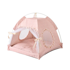 Cotton Pet Tent Bed with Colorful House-Style Design – Nestora™