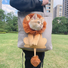 Nylon Pet Carrier Bag with Open-Window Design & Lion Print – Voyla™