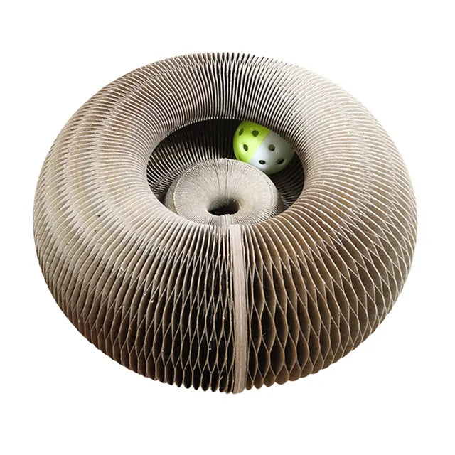 Corrugated Cardboard Cat Scratcher Disc with Ball – Scratchio™