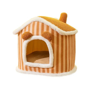 Pet Tent Cave Bed with Double Curtain & Reversible Mat – CloudNook™