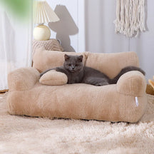 Coral Fleece Sofa-Style Pet Bed with Removable Cover – Sofelo™