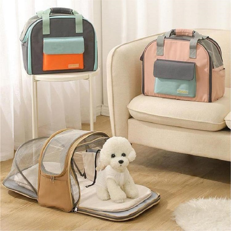 Expandable Pet Carrier Bag with Breathable Mesh Top – Zunta™