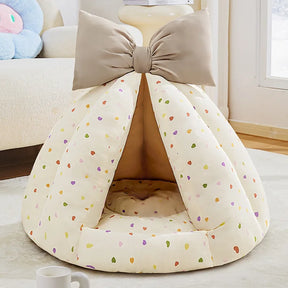 Non-Slip Pet Cave Bed with Removable Cushion for Dogs & Cats – SnugHaven™