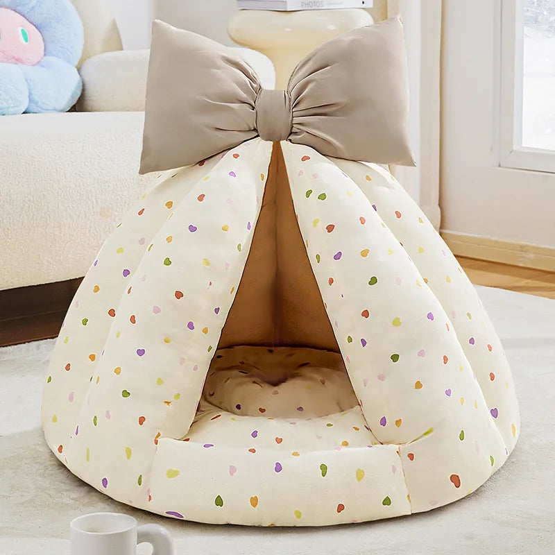 Non-Slip Pet Cave Bed with Removable Cushion for Dogs & Cats – SnugHaven™