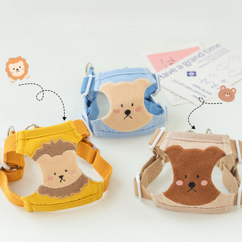 Adjustable Dog & Cat Collar and Leash Set with Lion & Bear Print – LoopLead™