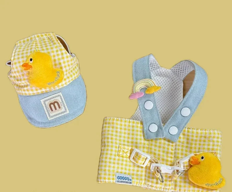 Pet Collar, Leash & Hat Set with Yellow & Blue Design – Zolkit™