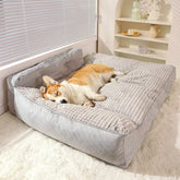 Rectangular Pet Bed with Raised Headrest & Removable Cover – Hextem