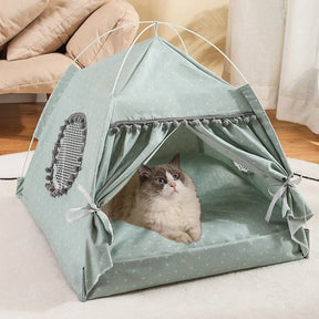 Polka Dot Pet Tent Bed with Lace Window – WhimsyNook™