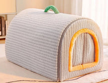 2-in-1 Velvet Cave Pet Bed with Convertible Design – Nestora™