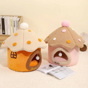 Cupcake Pet Cave Bed in Coral Velvet – SweetNest™