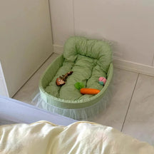 Soft Cotton Pet Crib Bed with Non-Slip Bottom Support – Nappo™