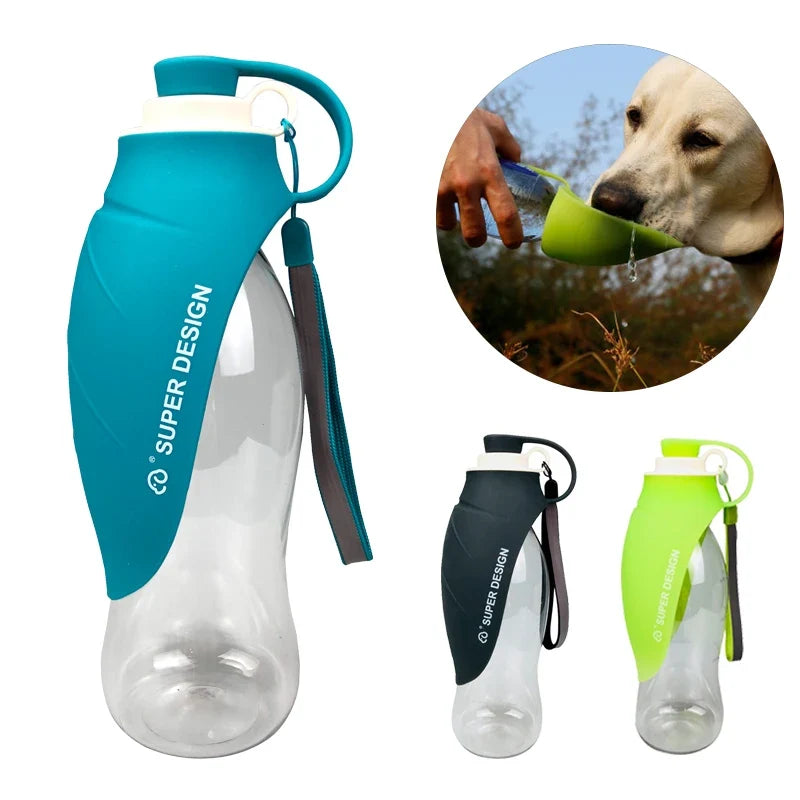 Portable Pet Water Bottle & Feeder 19.6 fl oz for Travel – TrailSip™