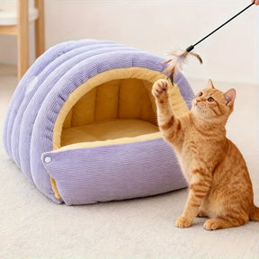 Convertible Pet Cave Bed & Mat with Snap-Open Design – FlexNook™