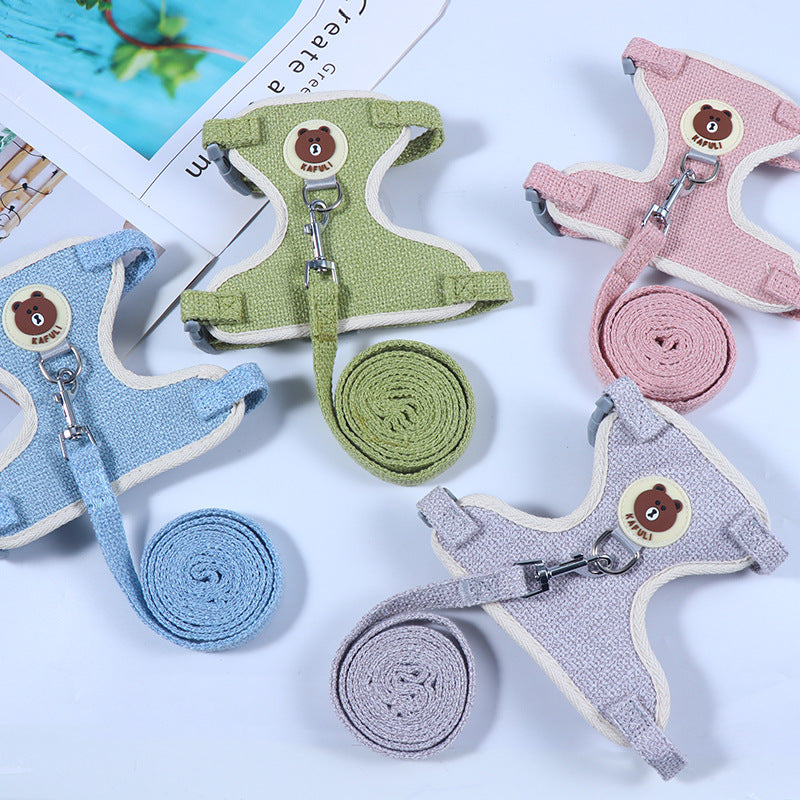 Linen Collar & Leash Set for Small to Medium Dogs & Cats – Trailo™