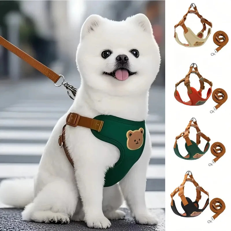 Teddy Bear Charm Polyester Collar & Leash Set for Pets – Baylo™