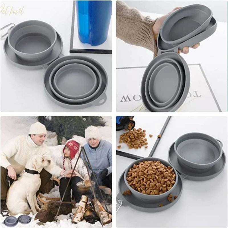 Foldable Silicone Double Pet Bowl for Food & Water – Foldera™