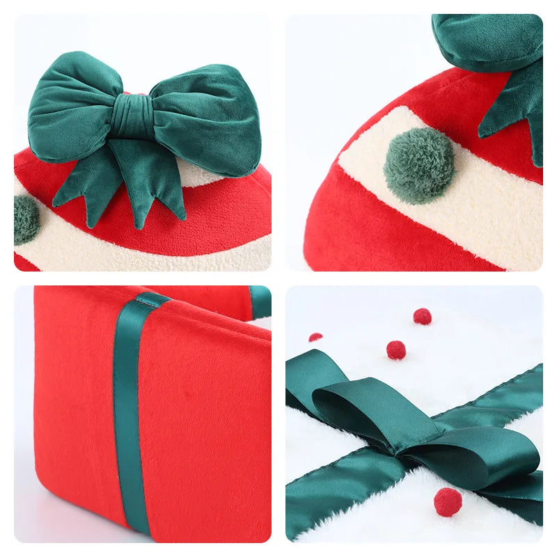 Gift-Shaped Pet Cave Bed with Arctic Velvet & PP Cotton – GiftNest™