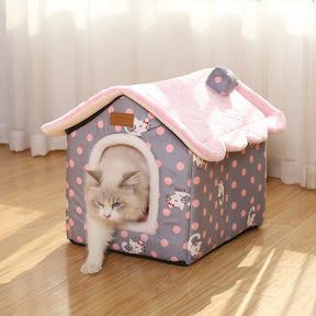 Coral Fleece Pet House Bed for Dogs & Cats – TobyNest™