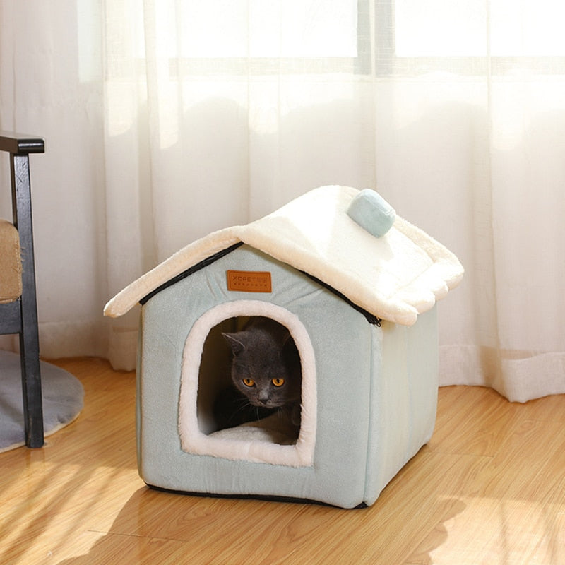Coral Fleece Pet House Bed for Dogs & Cats – TobyNest™