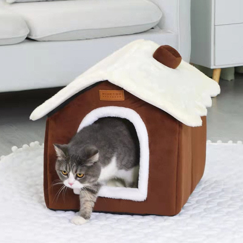 Coral Fleece Pet House Bed for Dogs & Cats – TobyNest™