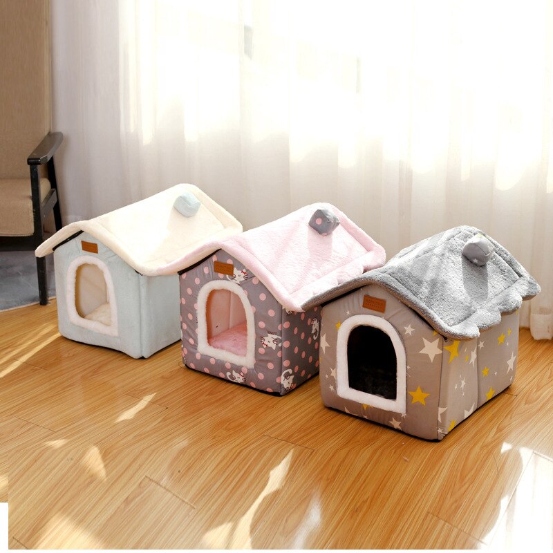 Coral Fleece Pet House Bed for Dogs & Cats – TobyNest™