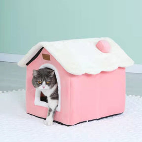 Coral Fleece Pet House Bed for Dogs & Cats – TobyNest™