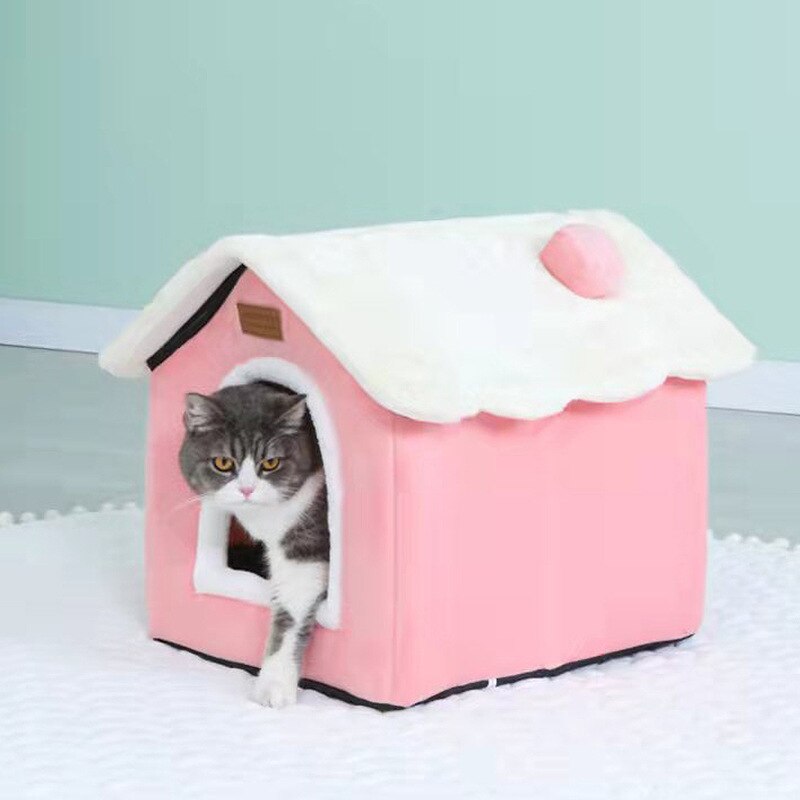 Coral Fleece Pet House Bed for Dogs & Cats – TobyNest™