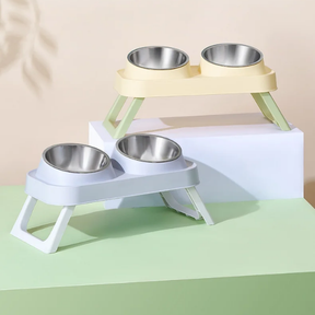 Elevated Double Pet Bowl with Neck Support for Dogs & Cats – Bevoo™
