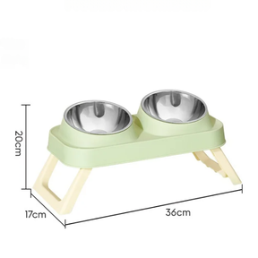 Elevated Double Pet Bowl with Neck Support for Dogs & Cats – Bevoo™