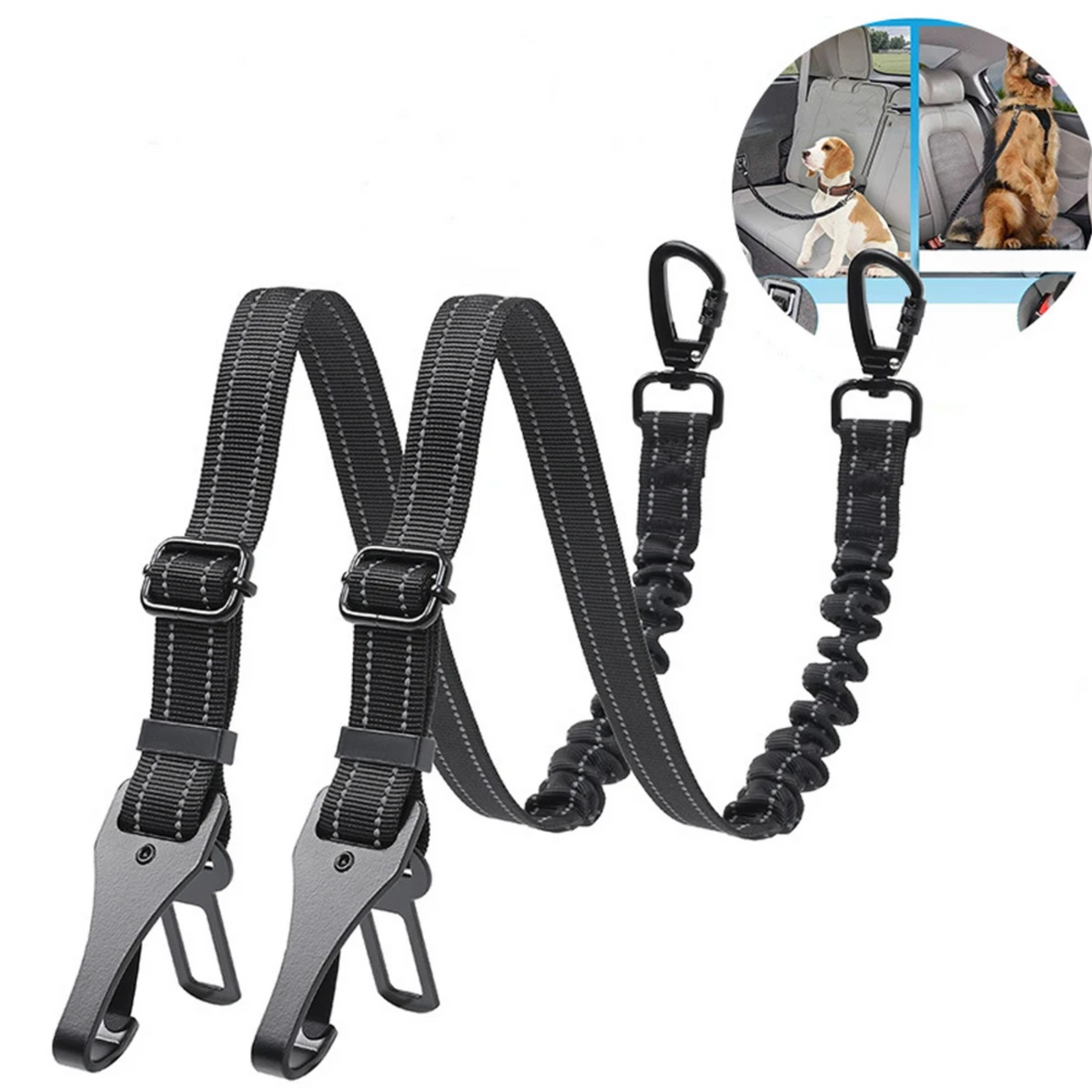 Adjustable 2-in-1 Pet Car Safety Belt with ISOFIX Hook – Latchly™