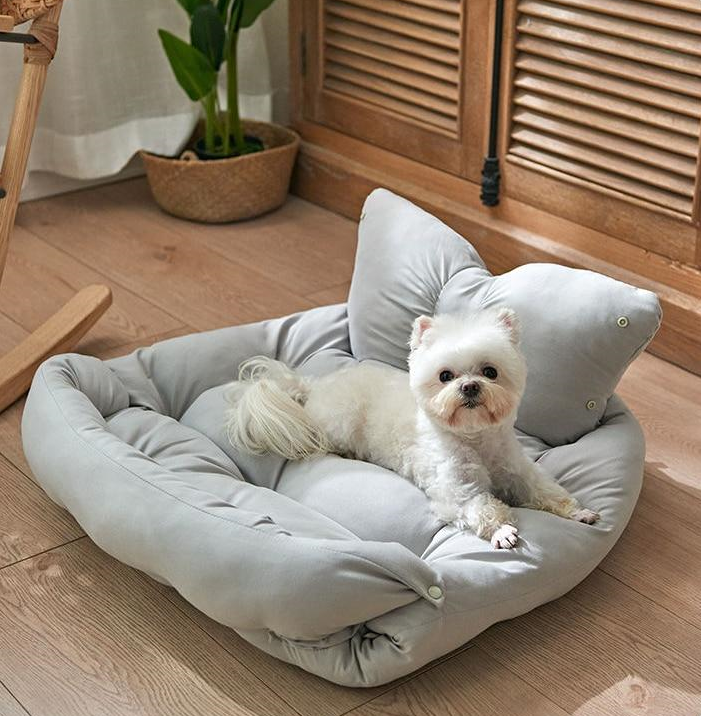 2-in-1 Bow-Shaped Pet Bed with Double Filling – Bowli™