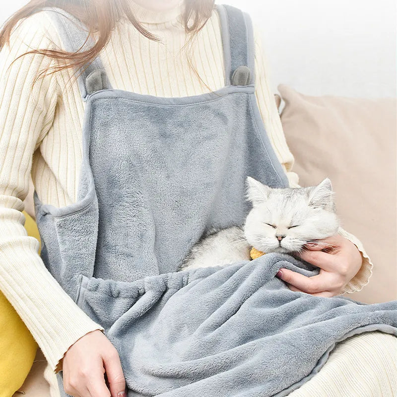 Front-Carry Pet Sleeping Bag Apron with Paw Holes – WrapNest™