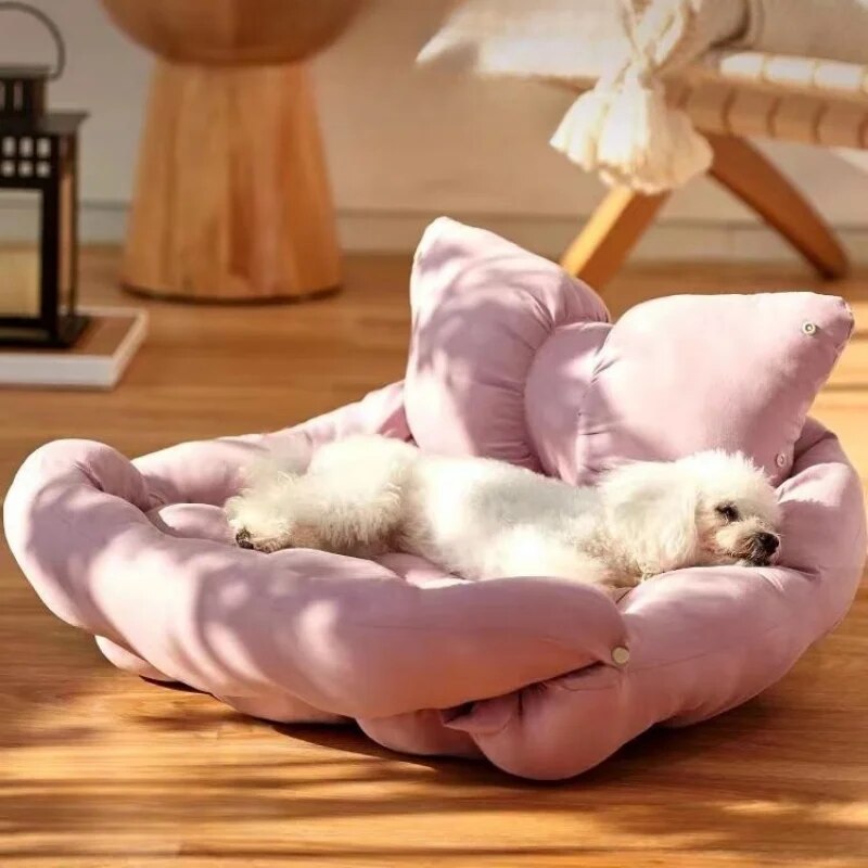 2-in-1 Bow-Shaped Pet Bed with Double Filling – Bowli™