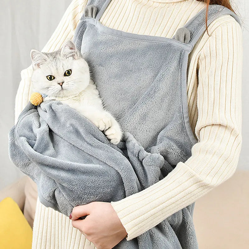 Front-Carry Pet Sleeping Bag Apron with Paw Holes – WrapNest™