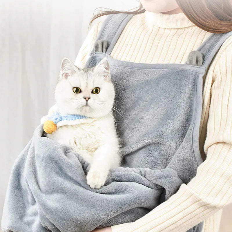 Front-Carry Pet Sleeping Bag Apron with Paw Holes – WrapNest™