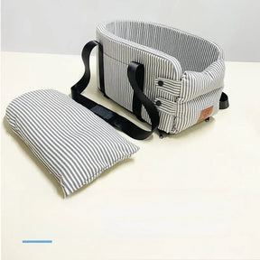 Striped Cotton Linen Pet Car Seat for Travel, One Size – Autora™
