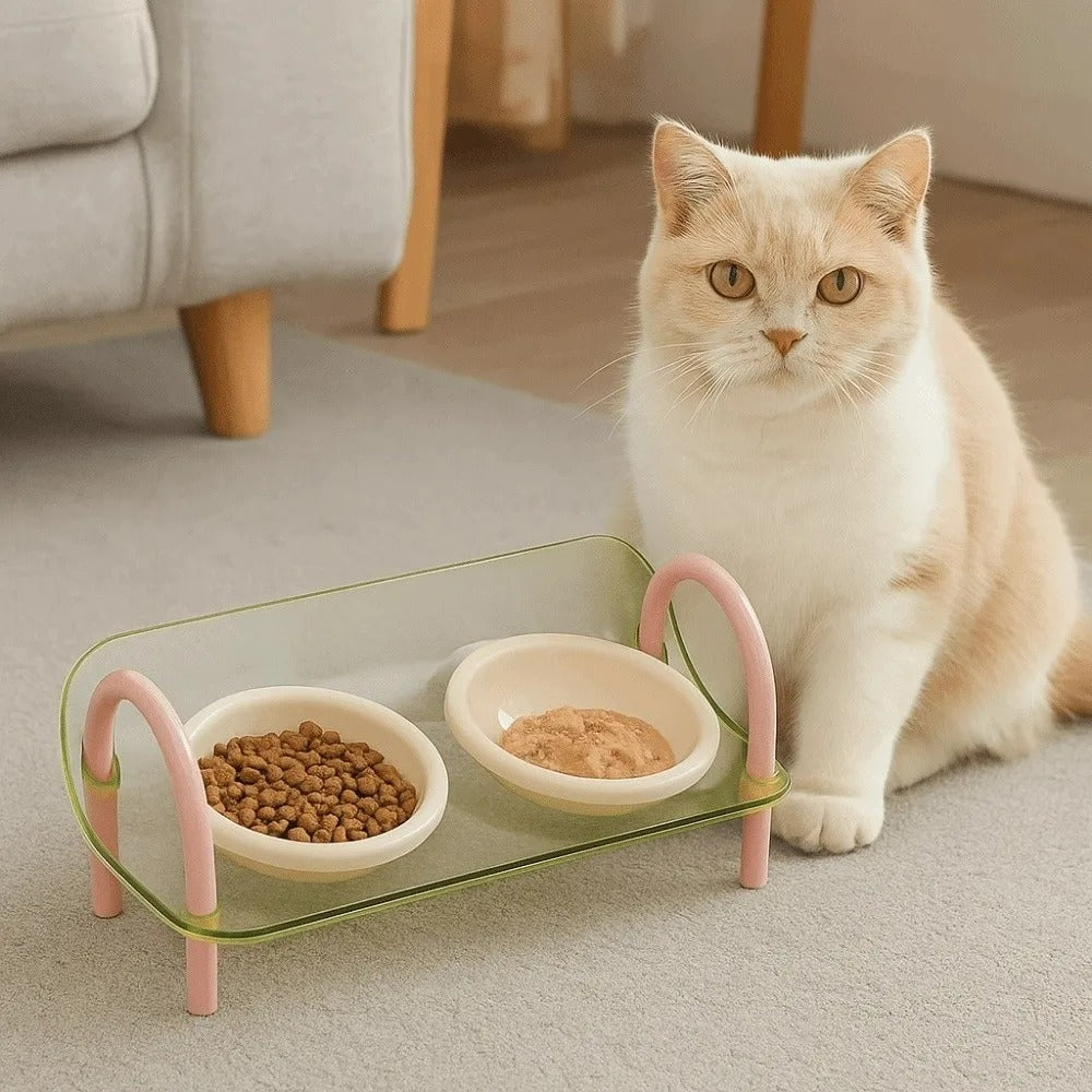 Double Plastic Pet Bowl Set, BPA-Free for Dogs & Cats – PurePlate™