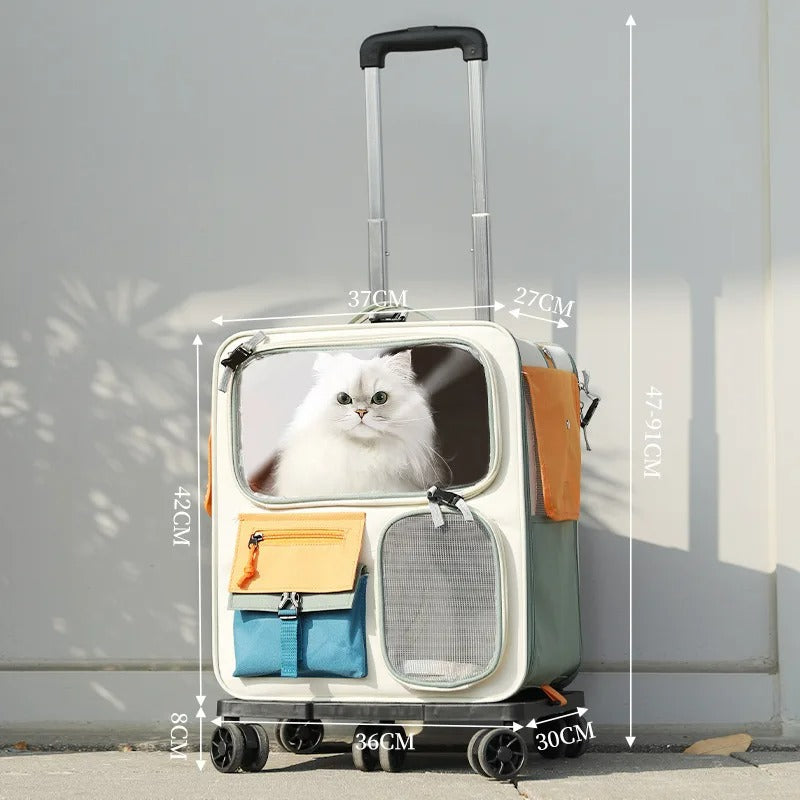 Rolling Pet Travel Carrier Case for Dogs & Cats – Oxford Fabric – Dravo™