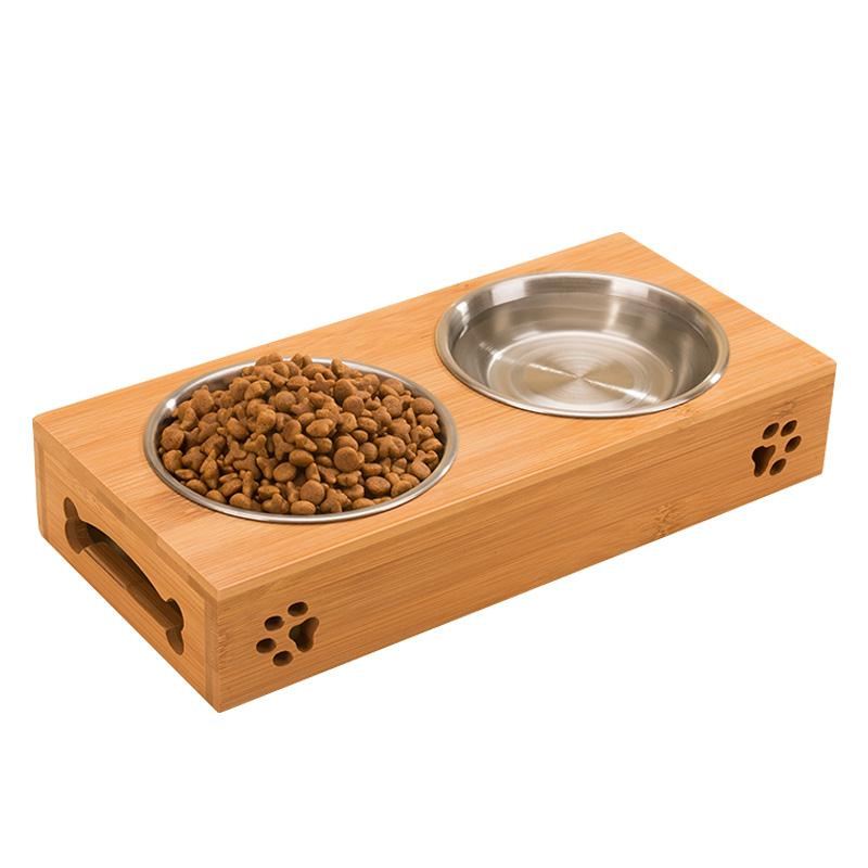 Bamboo Pet Bowl with Stainless Steel Insert for Dogs & Cats – Bamlow™