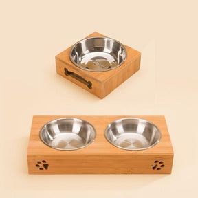 Bamboo Pet Bowl with Stainless Steel Insert for Dogs & Cats – Bamlow™