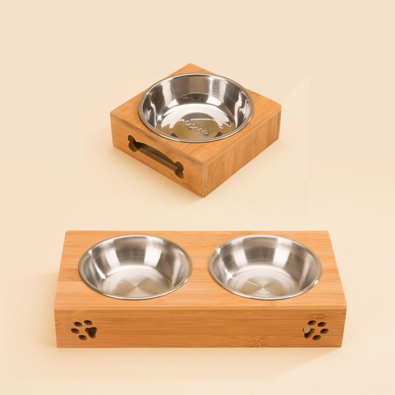 Bamboo Pet Bowl with Stainless Steel Insert for Dogs & Cats – Bamlow™