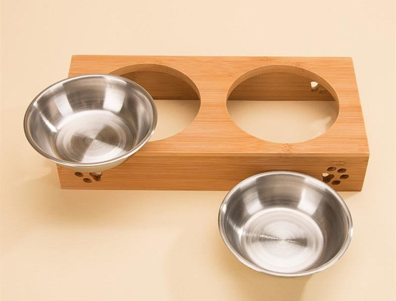 Bamboo Pet Bowl with Stainless Steel Insert for Dogs & Cats – Bamlow™