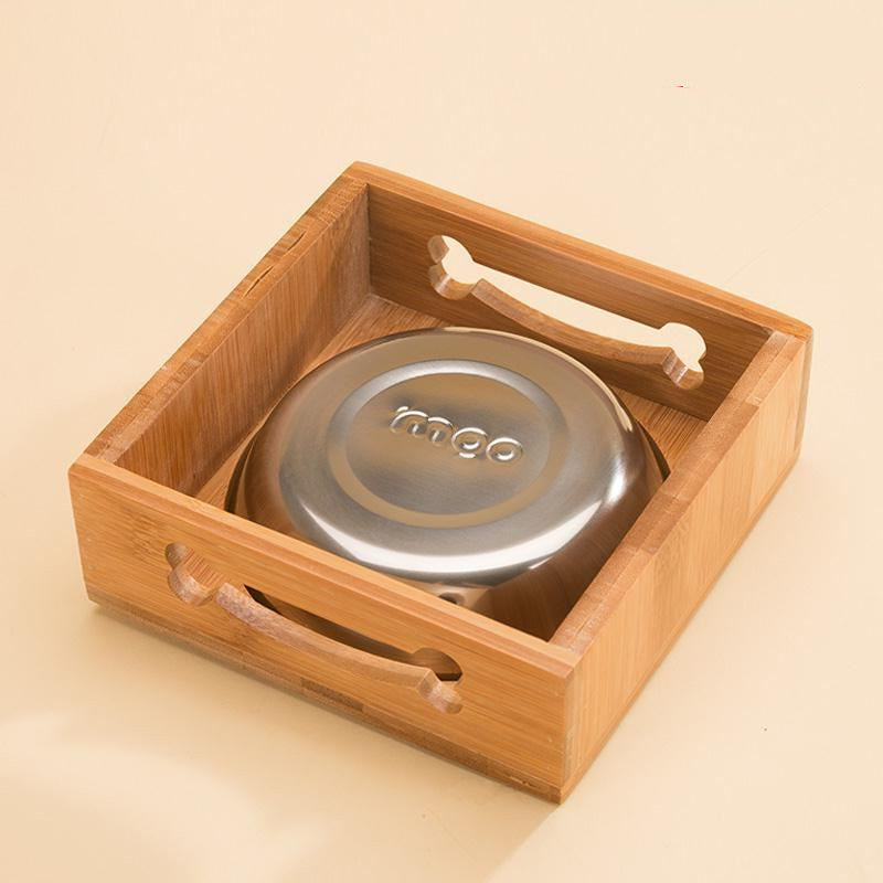 Bamboo Pet Bowl with Stainless Steel Insert for Dogs & Cats – Bamlow™