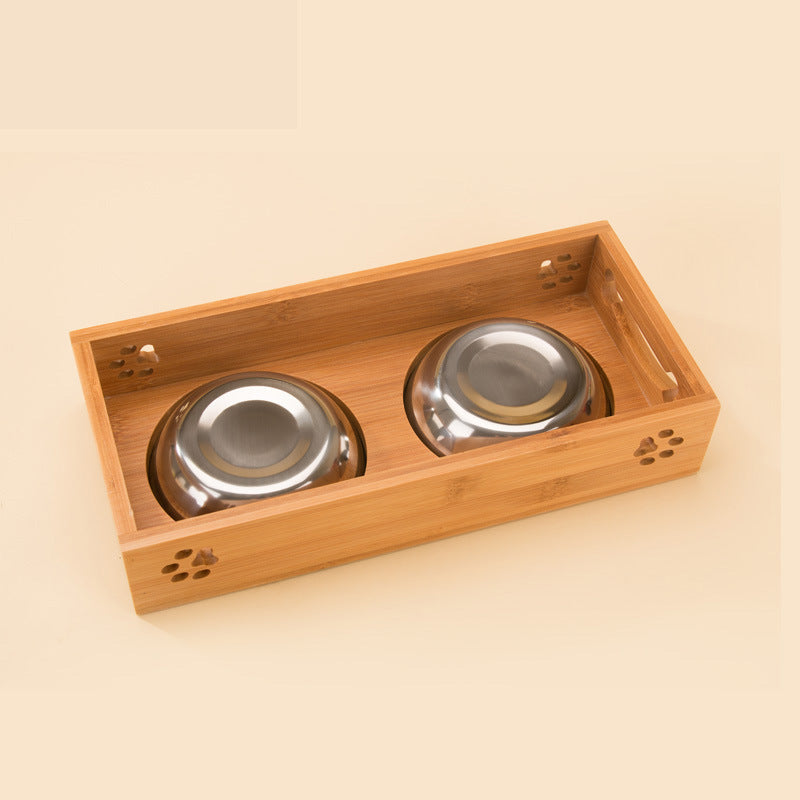 Bamboo Pet Bowl with Stainless Steel Insert for Dogs & Cats – Bamlow™