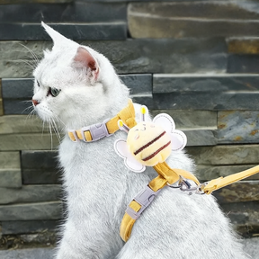 Yellow Bee Design Polyester Collar and Leash Set for Pets – Beezo™