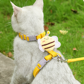 Yellow Bee Design Polyester Collar and Leash Set for Pets – Beezo™