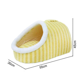 Non-Slip Pet Cave Bed with Removable Cushion & Patterned Design – NookJoy™