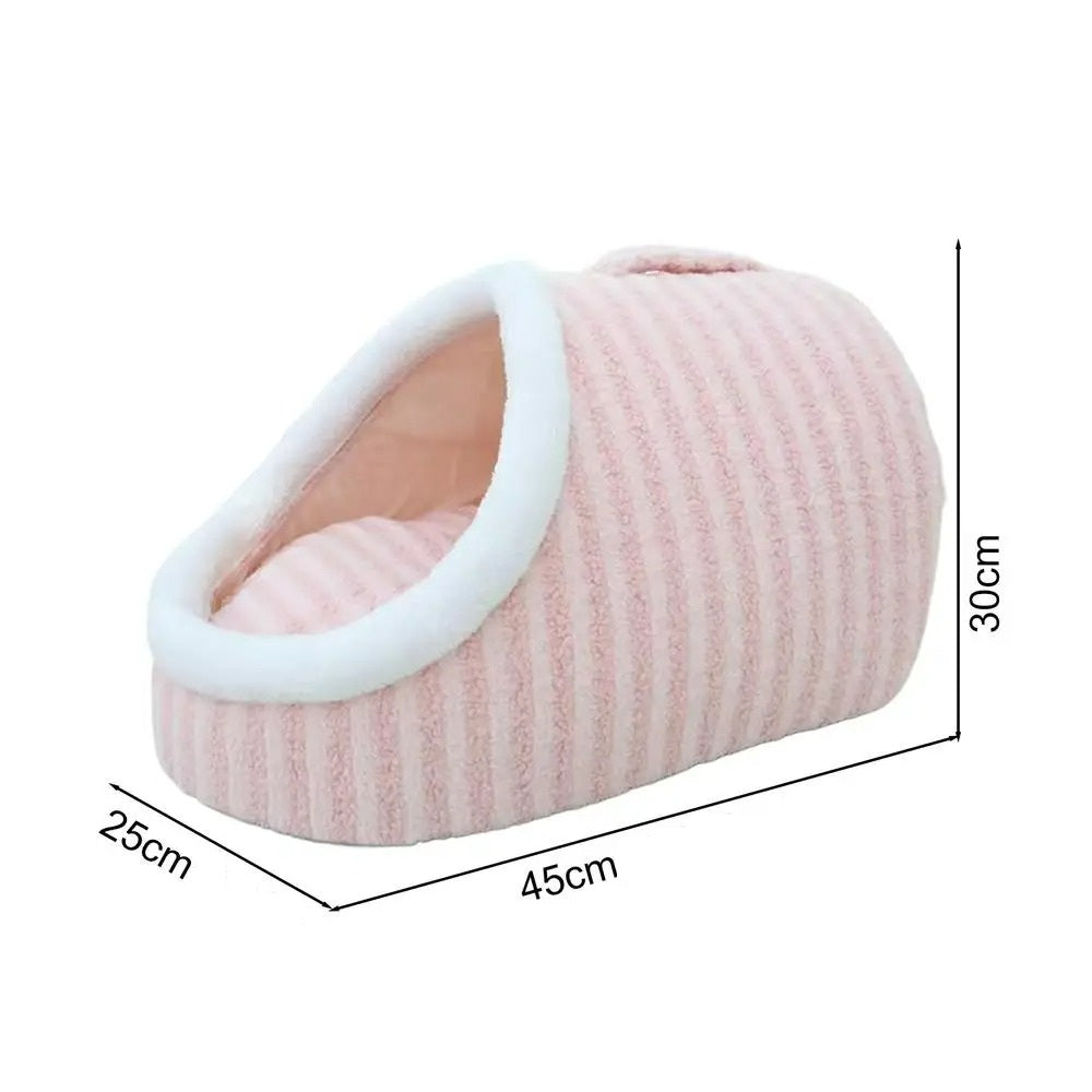 Non-Slip Pet Cave Bed with Removable Cushion & Patterned Design – NookJoy™